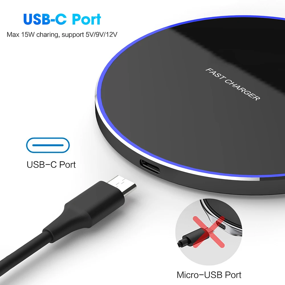 fdgao 15w fast wireless charger for iphone xs x 8 xr 11 12 13 samsung s21 s20 s10 huawei p40 pro xiaomi mi 10 9 qi charging pad free global shipping