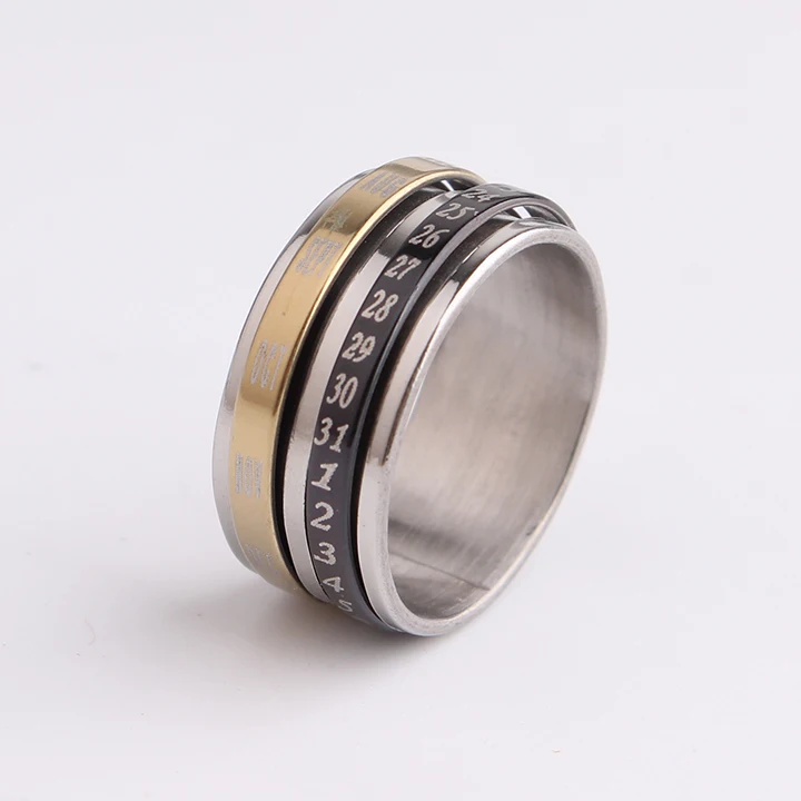 Мужское Двухслойное кольцо из нержавеющей стали 316L с цифрами|men jewelry|finger rings mensring