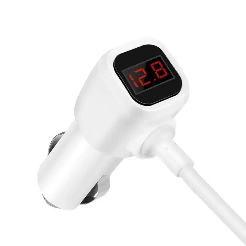 HOCO Z13 Dual USB 2.1A автомобильное зарядное устройство для телефона, 3 розетки, прикуриватель, светодиодный, цифровой дисплей, адаптер для быстрой зарядки, разветвитель