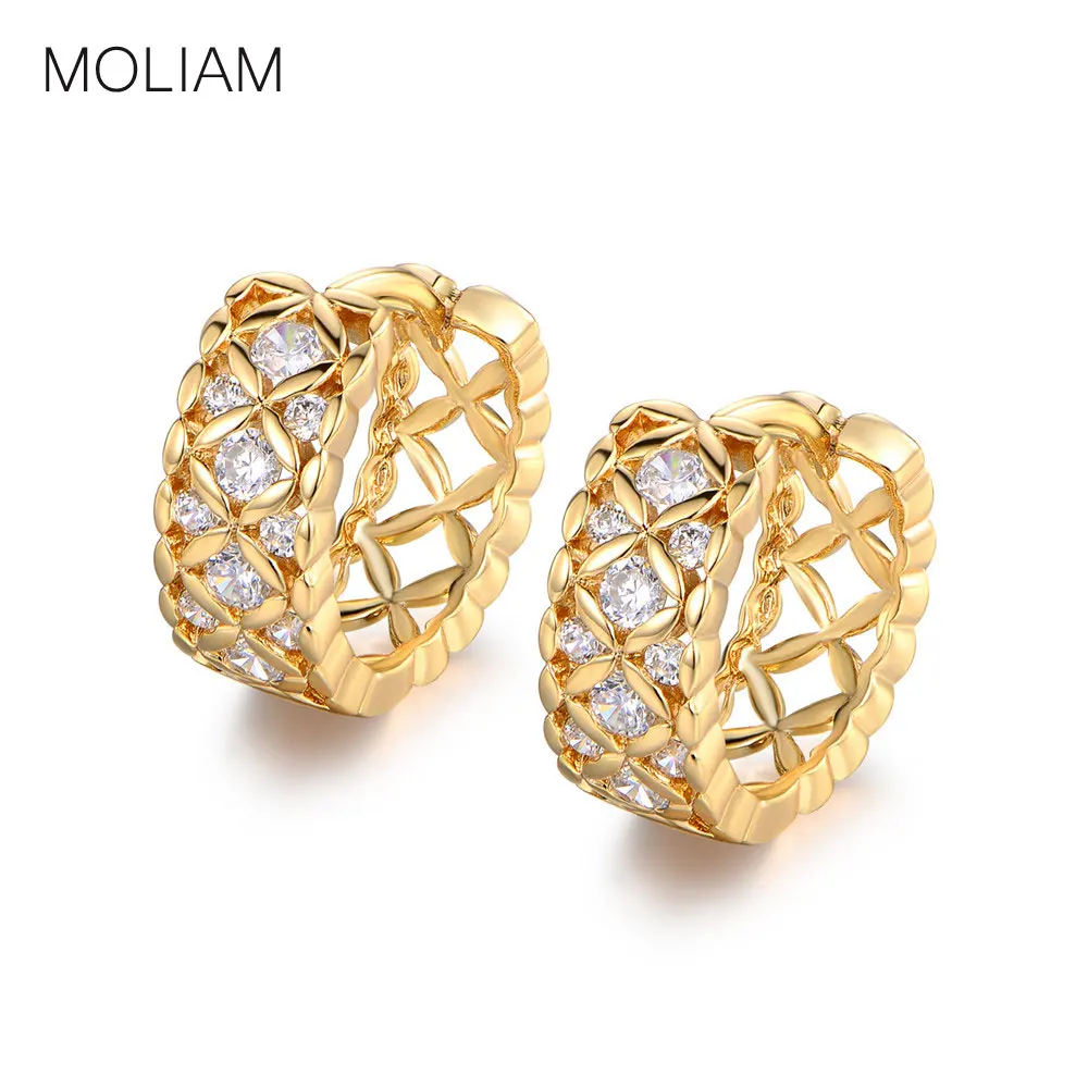 Фото MOLIAM Brand Hollow Hoop Earrings for Ladies Gold-Color Flower Crystal Zircon Statement Earing Fashion Trendy Jewelry MLE215 Украшения и MOLIAM Brand Hollow Hoop Earrings for Ladies Gold-Color Flower Crystal Zircon Statement Earing Fashion Trendy Jewelry MLE215 Украшения и