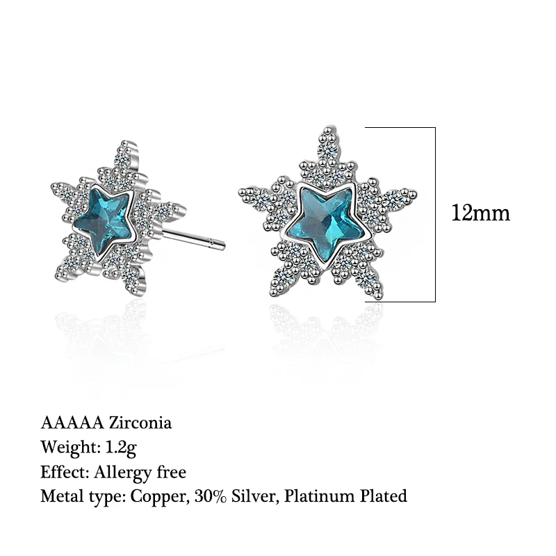 Серьги с синими кристаллами 5A циркониевые звездочки изысканные женские серьги в