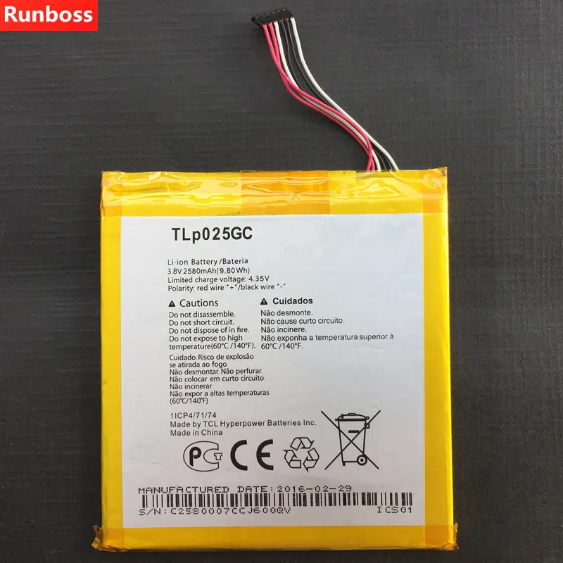 Новый оригинальный аккумулятор 2580 мАч TLP025GC для Alcatel One Touch Pixi 4 (7) 3G 9003X 9003A