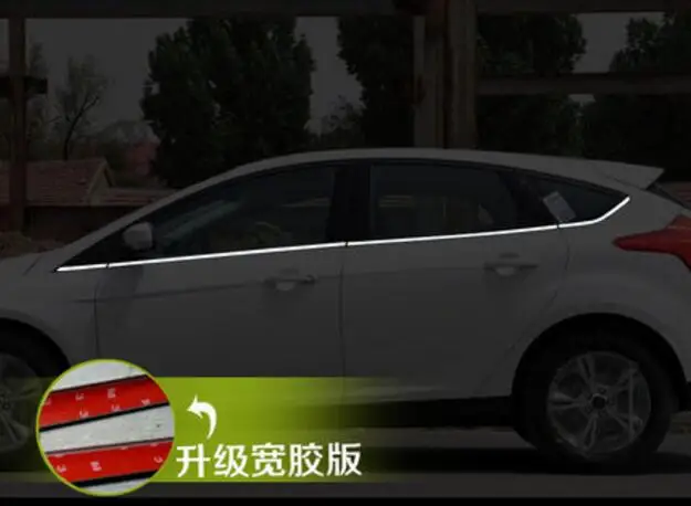 Отделка из нержавеющей стали с полным окном декоративные полоски для Ford Focus Хэтчбек 2012- автомобильный Стайлинг высокого качества хромированные наклейки - Цвет: 8PCS