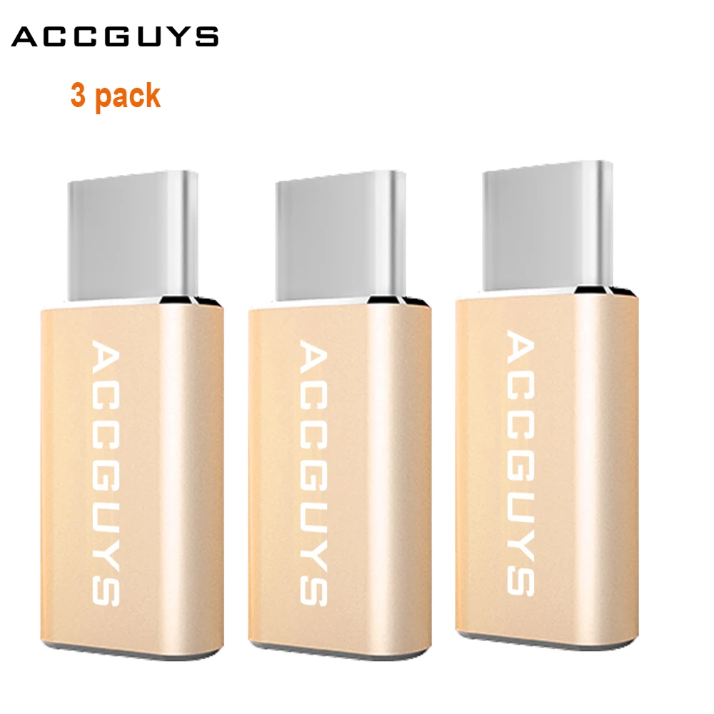 ACCGUYS Тип usb C Male к микро-usb Female конвертер адаптер 3 шт. для Xiaomi Mi5 4C 4S ZUK Z2 PRO Z1 Nexus 5X6 P htc