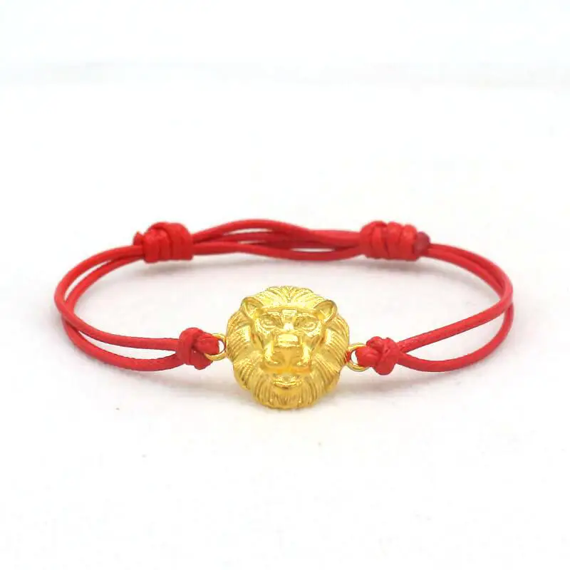 Red rope Gold Кожаный браслет-амулет с головой льва, красная веревочная нить, плетеный браслет для мужчин и женщин, браслет-чакра Reiki hombres pulseira - Окраска металла: Red rope Gold