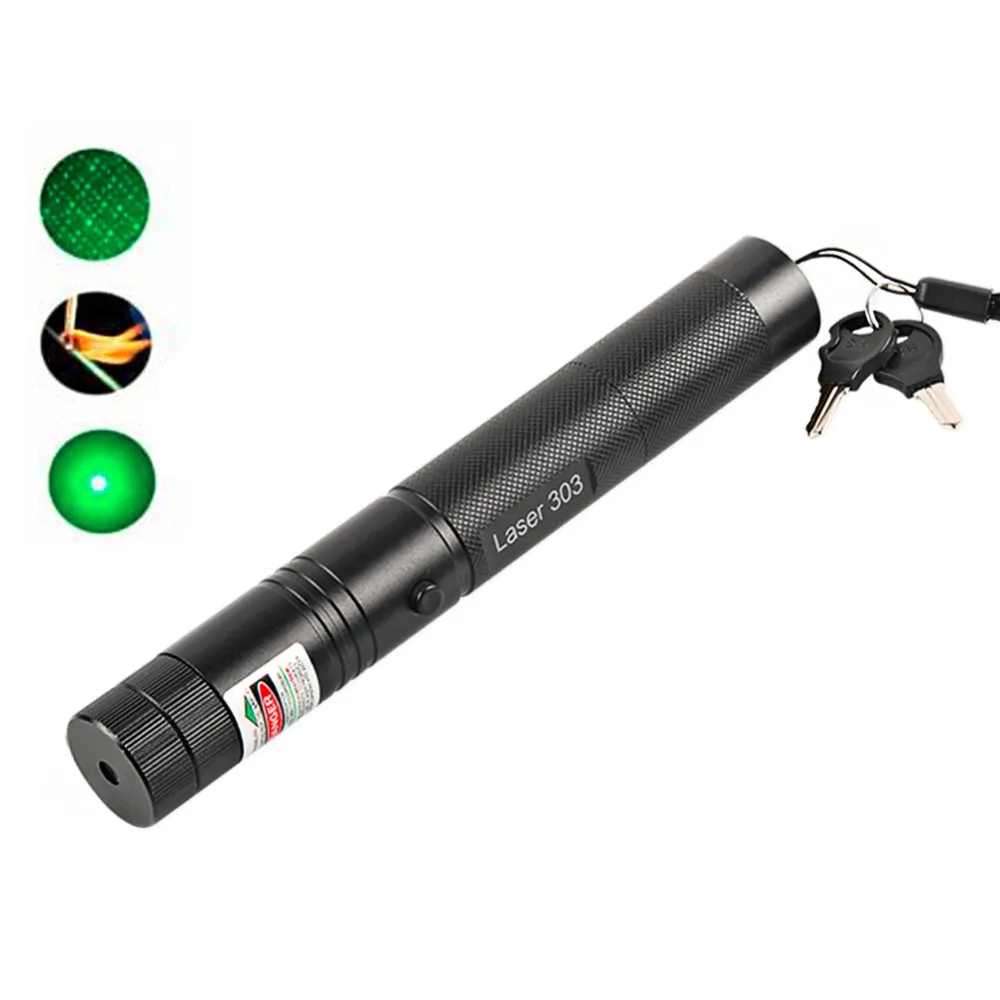 

Powerful Laser Pointer 303 Green Burning Lazer High Power 5MW 532NM Single Point Starry Lazer + Key(Without Battery Charger)
