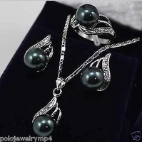 jewelry black pearl bow pendant necklace earring set aaa style 100 natural noble fine jewe
