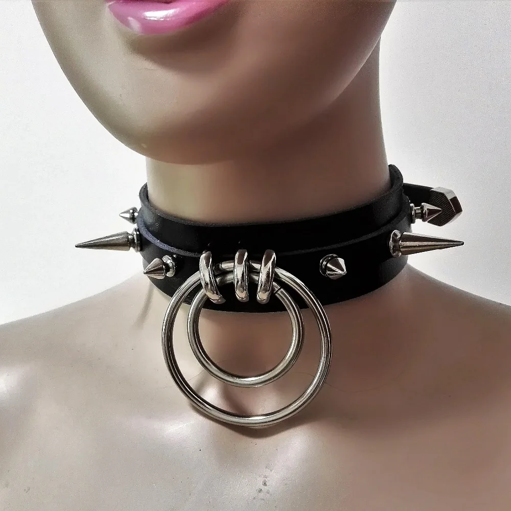 Кожаный чокер ручной работы Модный пикантный ремень в стиле панк готический