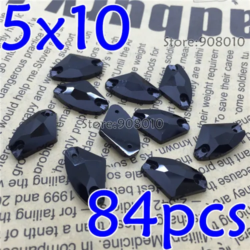 5x10 AX 84pcs Jet Black Цвет Стеклярус для шитья Кристаллы с плоски основанием 2 отверстия пришить стразы Teardrop Овальный Rivoli квадратный Navette - Цвет: 5x10 AX 84pcs