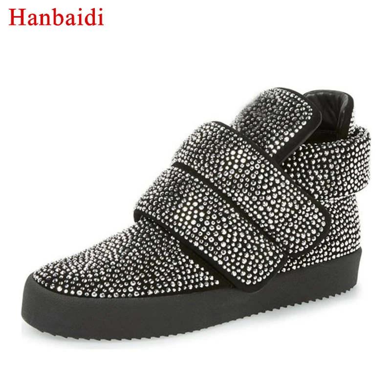 Hanbaidi Модные женские Зимние сапожки Bling из расшитой блестками ткани Женская обувь