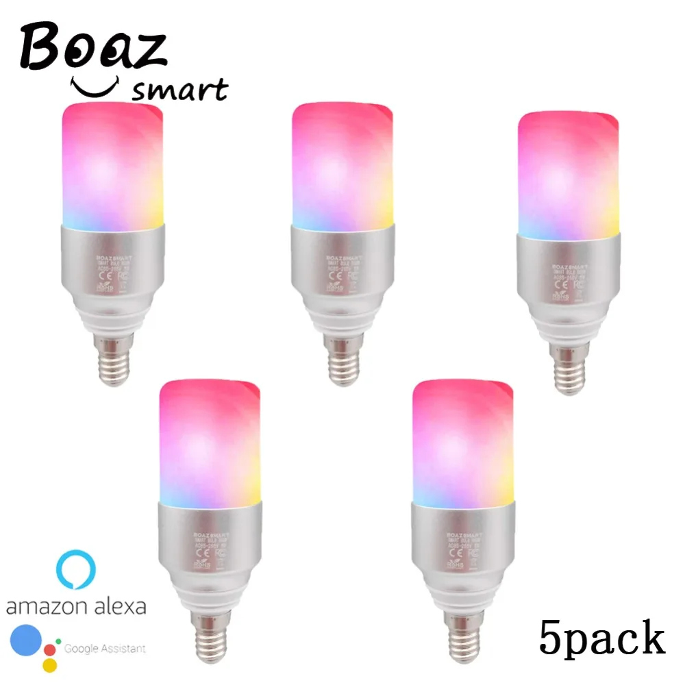 BOAZ умная Wi Fi Светодиодная лампа с регулировкой 5 Вт RGBW совместимая Alexa Google Home умный