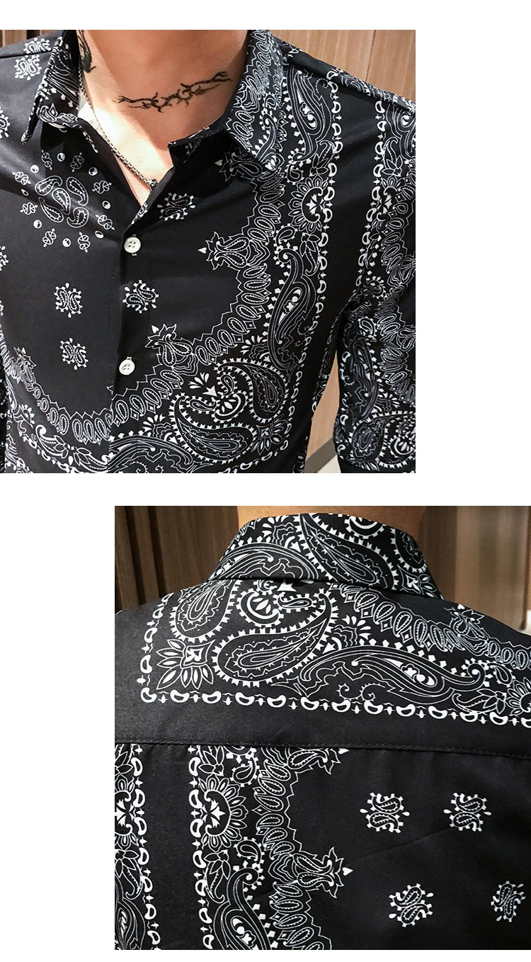 Camisa masculina, осенние мужские рубашки с длинным рукавом, приталенная сорочка homme, повседневная мужская рубашка с цифровым принтом, уличная одежда, camisas hombre