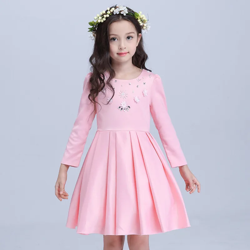 Розовое платье для девочек праздничная одежда с цветочным узором Vestido свадьбы 2018