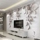 Настенные 3D-обои на заказ, настенная наклейка с изображением орхидеи, белой Европейской резьбы, фона для телевизора, отеля