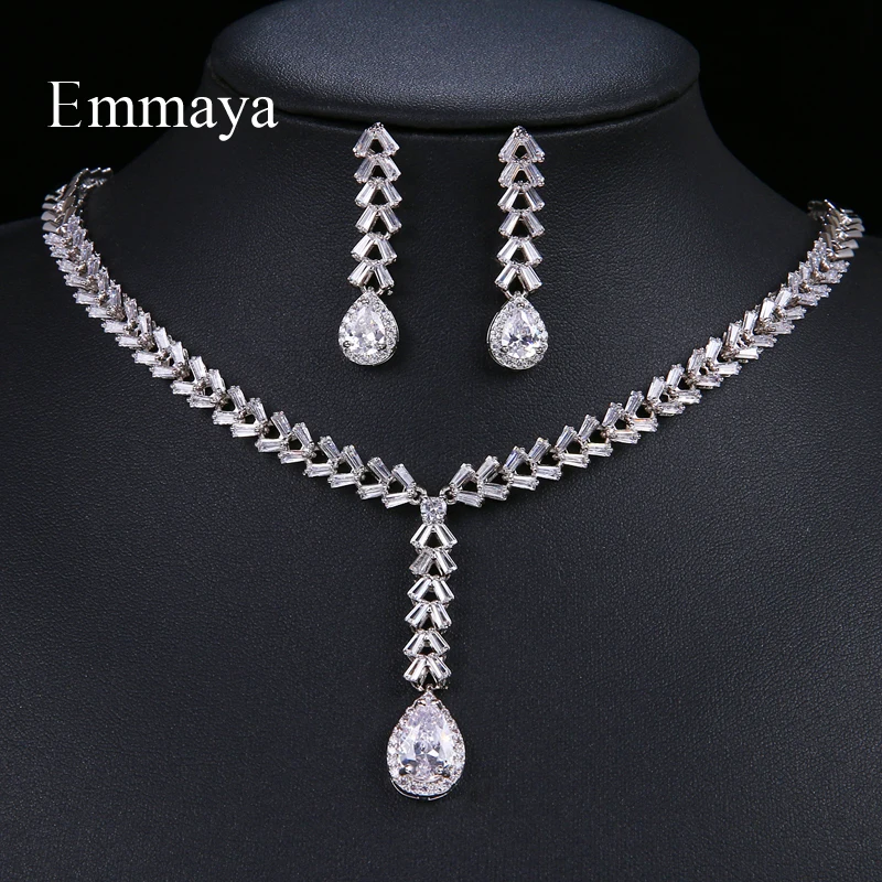 Emmaya женское необычное колье-капля Подарки посеребренные прозрачные женские