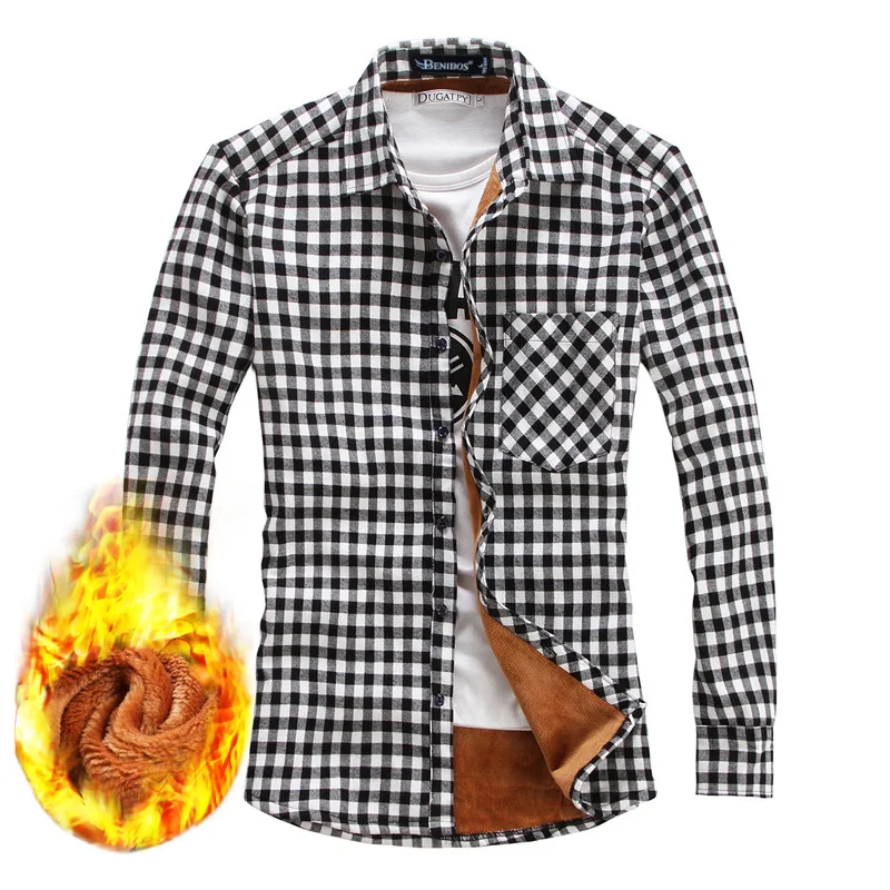 

Shirt Men Winter Cotton Sanding Flannel shirts Mens thickening plus Size 4xl velvet long-sleeved plaid shirt protective clothing