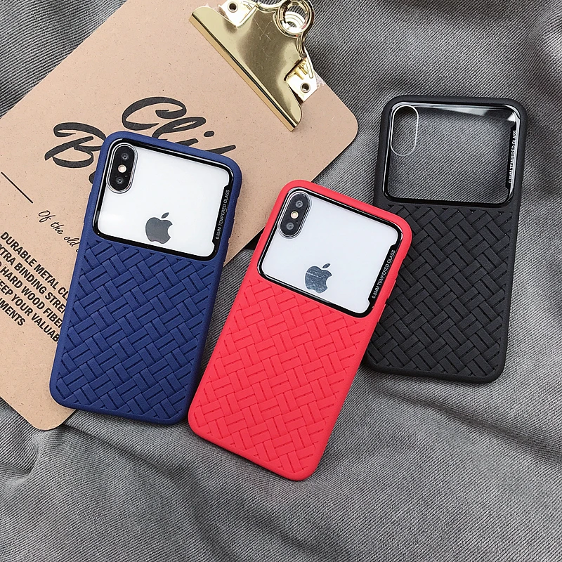 Плетеная сетка силиконовый чехол для iPhone Xs Max роскошный ТПУ + закаленное стекло