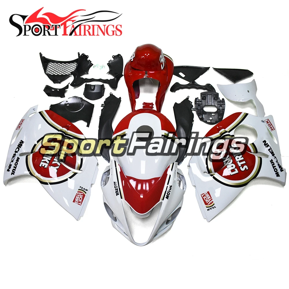 Lucky Strike красные белые Обтекатели для Suzuki GSXR1300 Hayabusa 08 09 10 11 12 13 14 15 16 2008 2016 кузов из