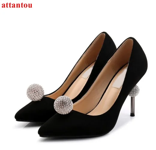 

Crystal ball decor woman high heels luxury sandals bling bling party wedding dress shoes slip-on pointed toe female single shoes