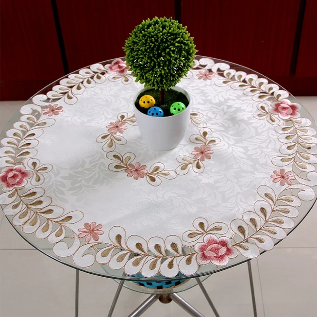 Скатерть vezon круглая элегантная из полиэстера сатина жаккардовой ткани с