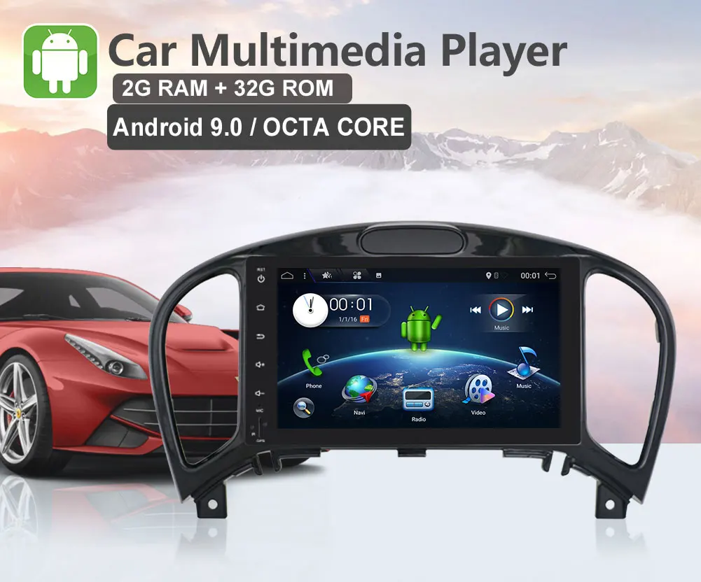 2 din Авторадио для Nissan Juke 2004- Восьмиядерный Android 9,0 автомобильный мультимедийный плеер Wifi BT SWC AUX gps NAVI