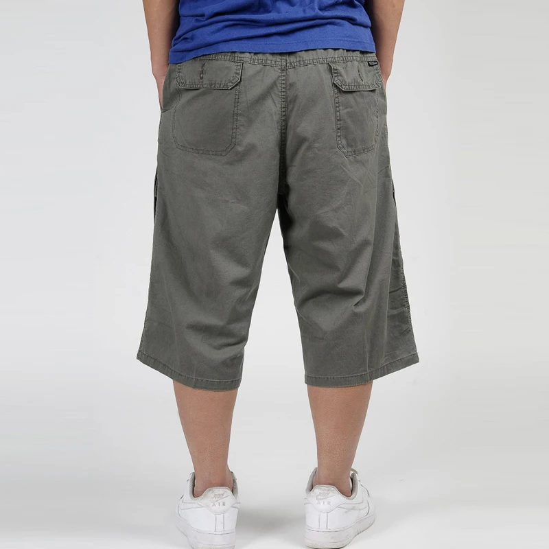 Мужские мешковатые брюки в стиле милитари летние хлопковые карго длиной 3/4
