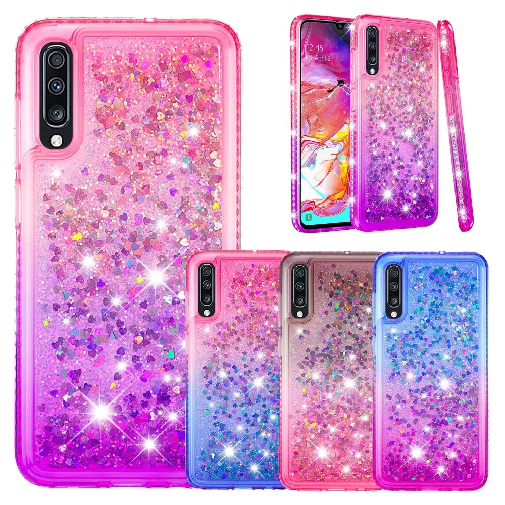 Diamond Glitter Case For Samsung Galaxy A50 A70 A60 A40 A30 A20 A10 A20E Cover Gradient Quicksand Case for Samsung M10 M20 M30