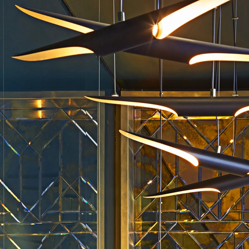 modern E27 LED Aluminium black gold Pendant Lamps Lighting light L100cm/80cm hotel project cafe loft suspension lamp | Лампы и