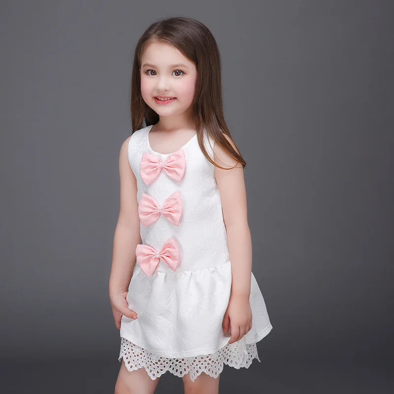 2017 Летние Детские платья для девочек милое бальное платье маленьких без рукавов