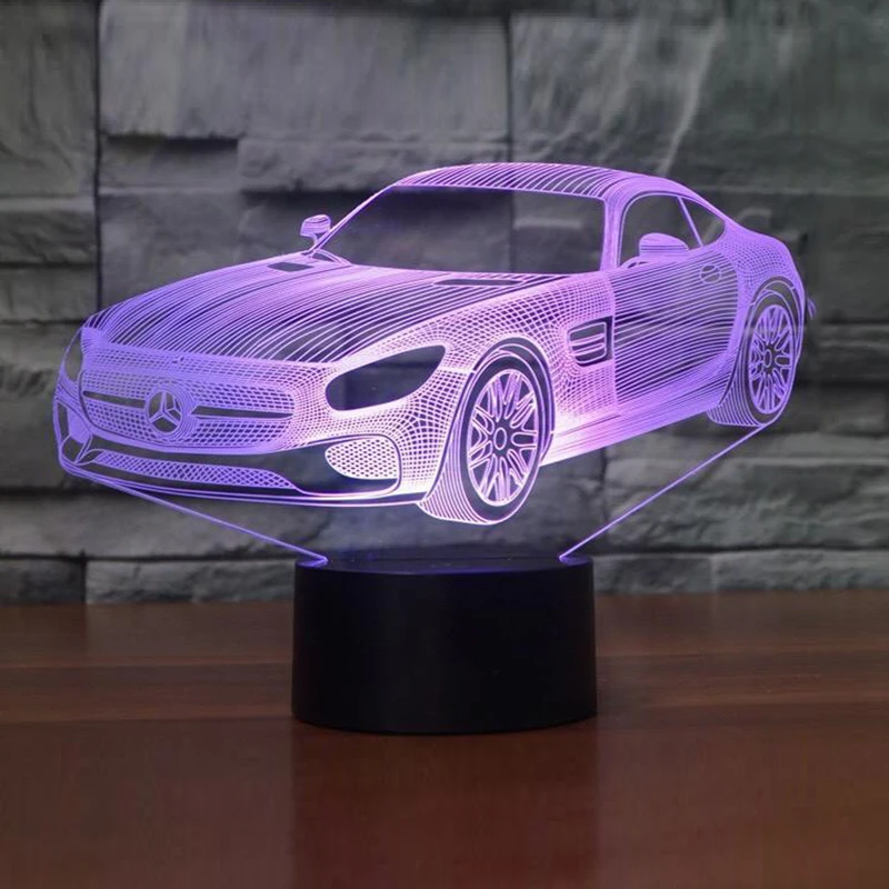 3D светодиодный ночник в форме автомобиля, креативный 7 цветов, меняющий визуальный свет, настольная лампа, спальное освещение, домашний декор, подарки