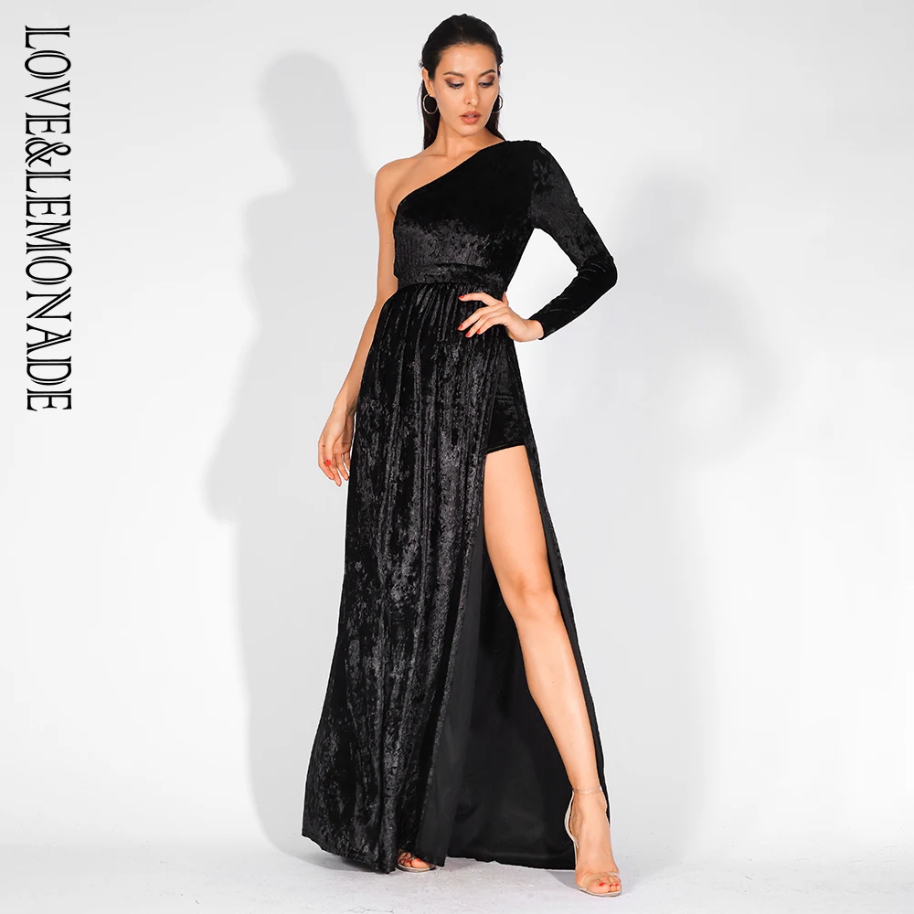 Женский бархатный комбинезон LOVE & LEMONADE из ткани без бретелек с вырезами модель