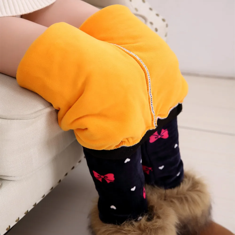 2018 Winter Girls Thick Print Warm Leggings Kid School Cute Elastic Waist Trousers Snow Princess |