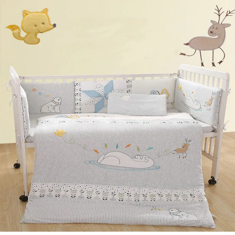Хлопковые детские бамперы с милым медведем комплекты постельного белья защита