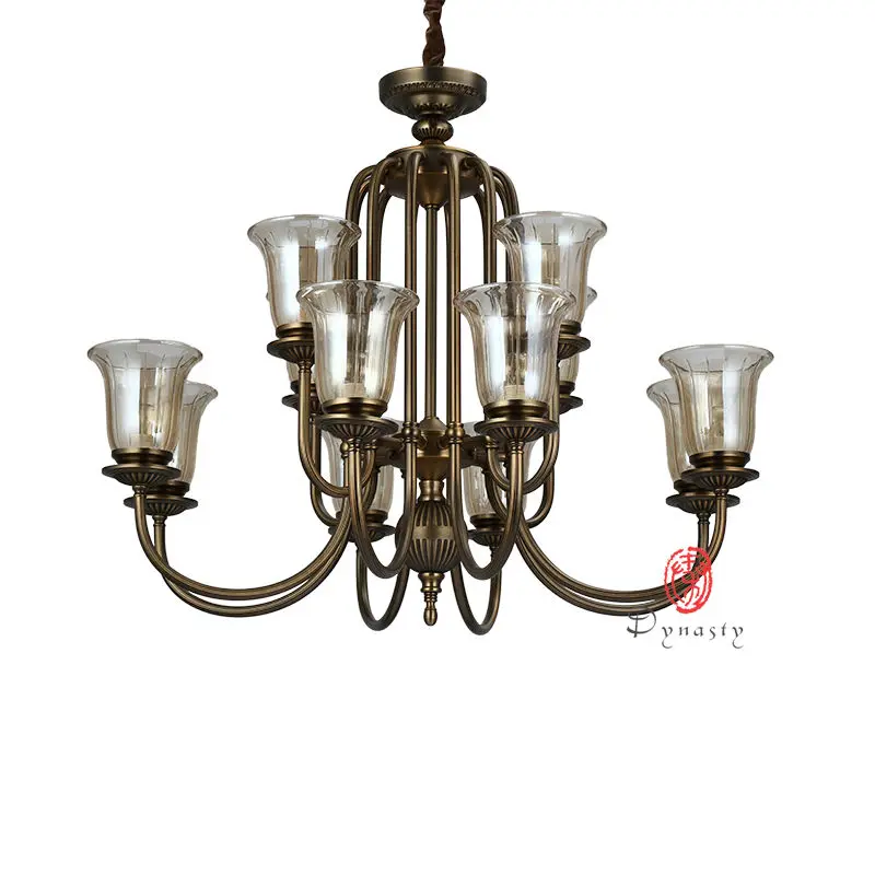 Антикварная люстра династии в американском стиле винтажная латунная медная