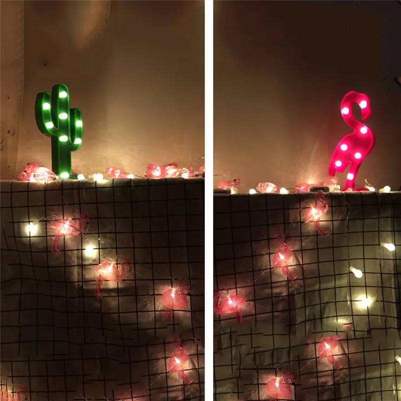 3D Flamingo Pineapple Cactus Cloud Night Light Plastic LED Lights Kids Room Bedroom Bedside Party Wedding Decoration Decoration