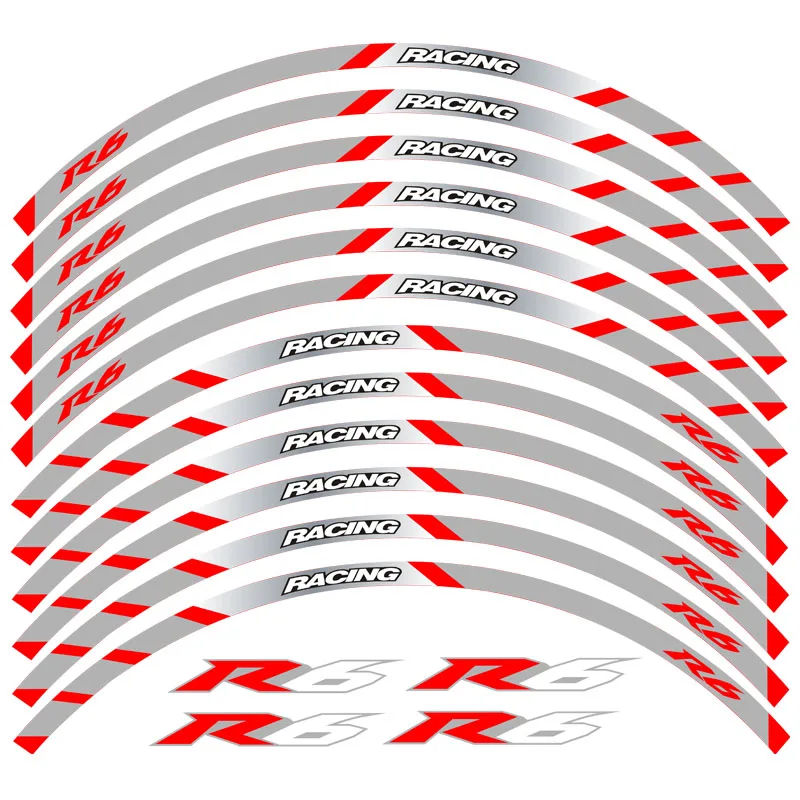 

New high quality Motorcycle front and rear wheels Edge Outer Rim Sticker Reflective Stripe Wheel Decals For YAMAHA YZFR6