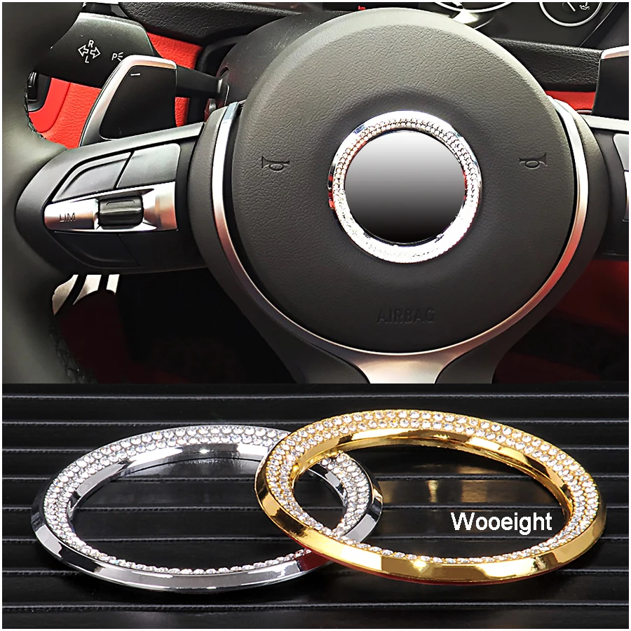 

1Pc Car Styling Steering Wheel Logo Modification Stickers Ring Synthetic Diamond Decoration Trim For BMW 3 5 Series X1 X3 X5 X6