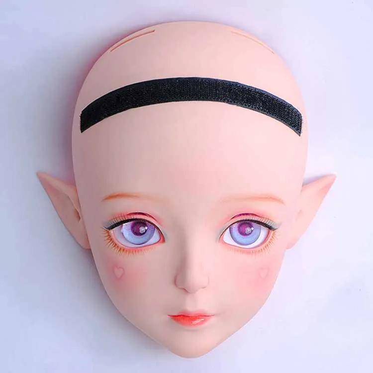 Makeup 3 Dollki-AB) на заказ Женская/Девушка Смола половина головы Косплей Японская ролевая игра кигуруми маска с BJD глаза Трансвестит кукольная маска - Цвет: Makeup 3