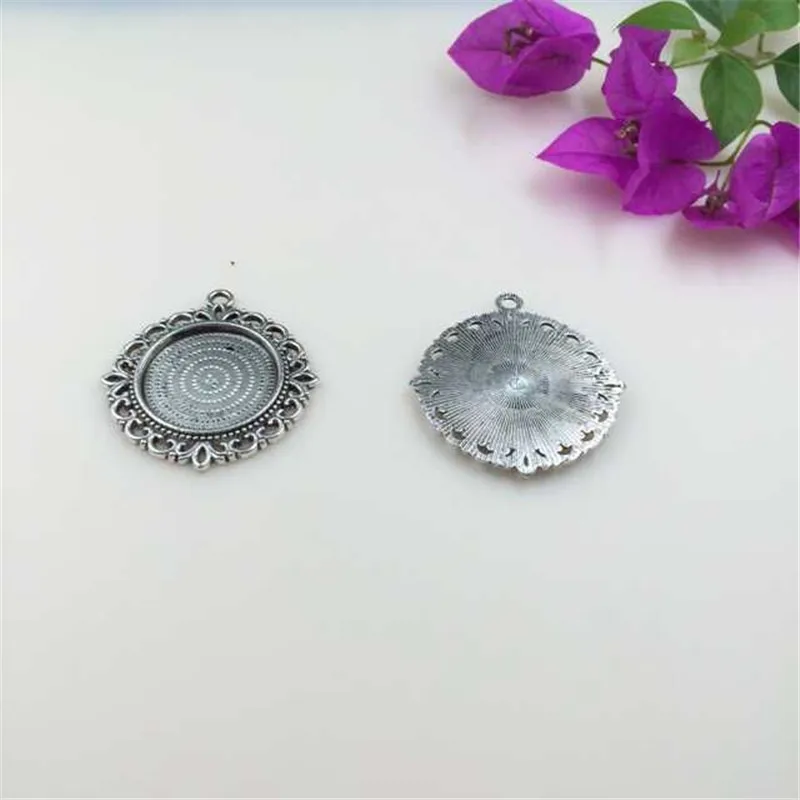 

10pcs Bronze Tibetan Silver Round 25mm Cabochon setting Blank Pendant Tray Cameo Diy Pendant T047 Nickel Safe