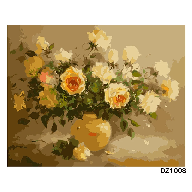 Желтый цветок. 40x50 см, живопись по номерам, сделай сам, настенное искусство, украшение гостиной, пейзаж, фигура, животное, цветок, мультфильм