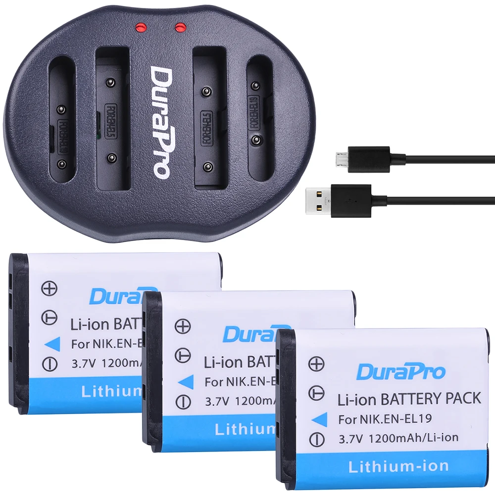 3 шт. Аккумулятор для камеры и зарядное устройство USB Nikon S2500 S100 S2600 S3100 S3200 S3300 S4100 S4200