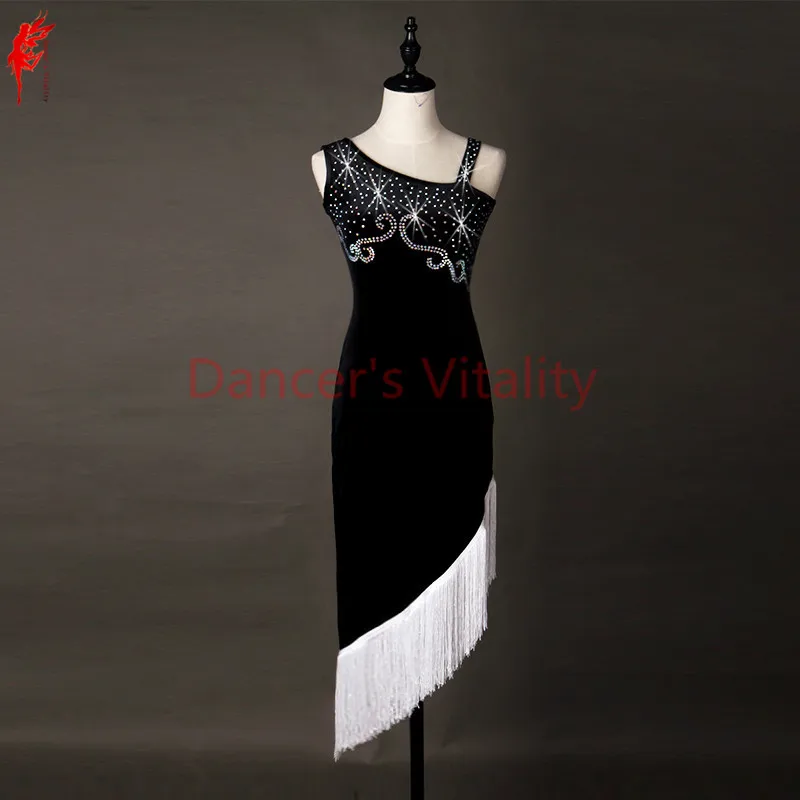 

Women latin dance stones dress Girls latin dancing clothing spandex tassel latin dance dress for dancer's dance clothes S-6XL