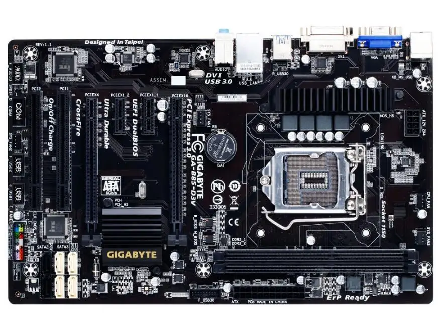 Для Gigabyte GA B85 D3V Оригинал используется материнская плата разъем LGA 1150 DDR3 USB3.0