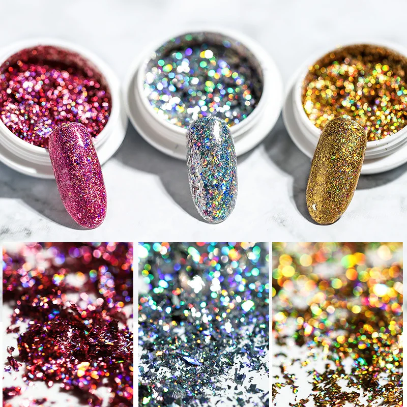 1g Gold Silver Red Holographic Chameleon Nail Glitter Powder Mirror Holo Laser Chrome Pigment Manicure Art Decorations | Красота и