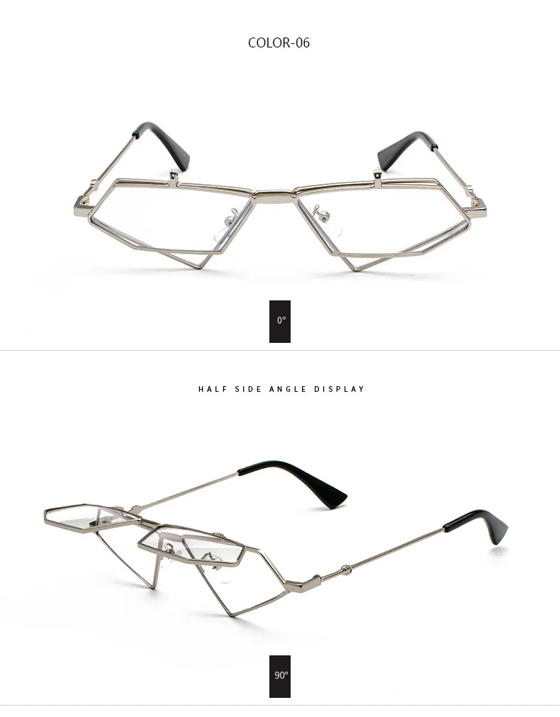 LEIDISEN Flip Up Steampunk Sunglasses Men Women Vintage Metal Frame Triangle Sunglass Female Brand Fashion Glasses UV400