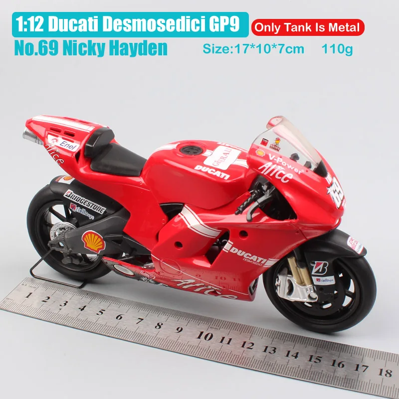 ducat GP9 no69 1 до 12 лет, новинка-ray 2009 гоночный ducati Desmosedici GP9 № 69 Ники Хэйден мотоцикл литая игрушка весы транспортных средств мотоцикл игрушка в подарок GP - Color: ducat GP9 no69
