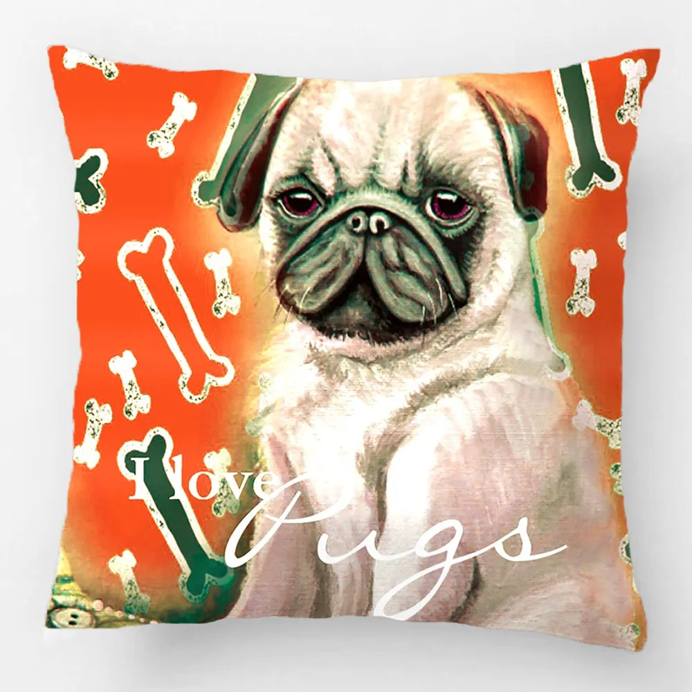 I Love Pugs оранжевый зеленый Свадебный Декоративный Чехол на подушку наволочка