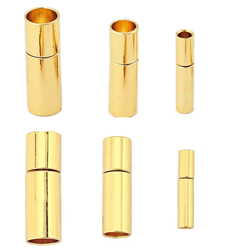 

10pcs GoldTone Bayonet Clasp End Caps Beads Connectors Stopper For 2mm/4mm/5mm Round Leather Cord DIY Bracelet Necklace