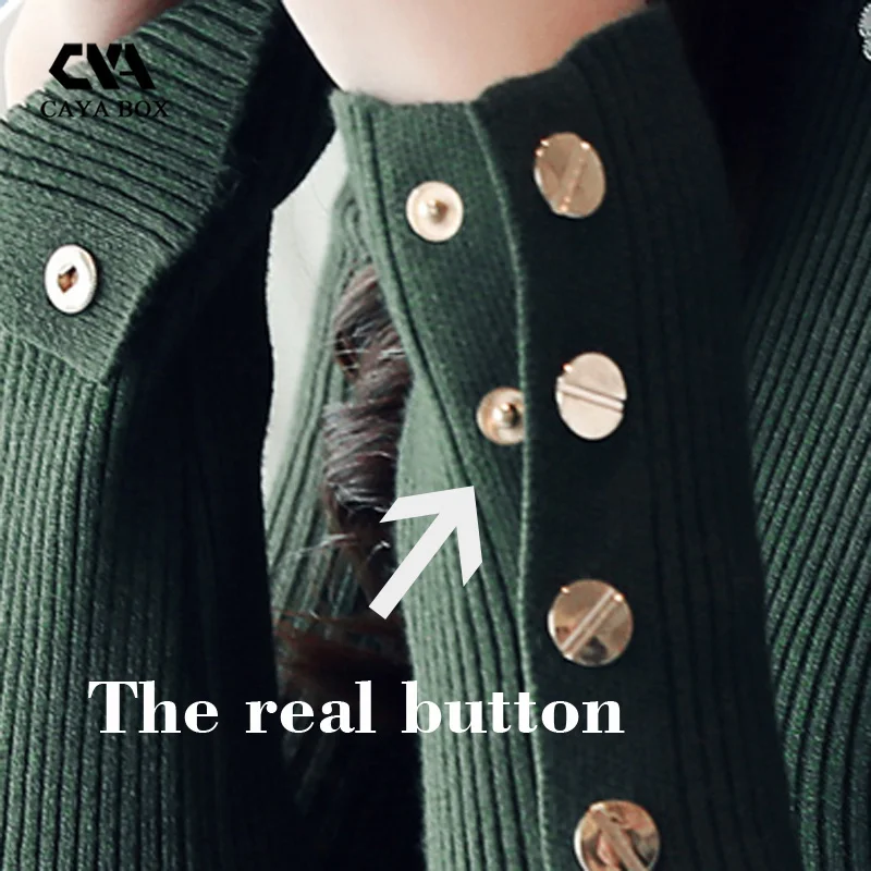 2018 осень Кнопка Длинный рукав водолазка вязаный свитер женский пуловер