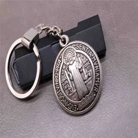 religious classic benedict cross keychain orb keychain jewelry jesus key chain medal holder fashion jewelry gift